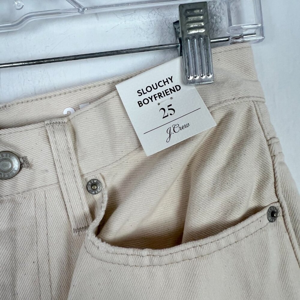 NWT J. Crew Slouchy Boyfriend Jean in Ecru Size 25 NEW - Picture 5 of 11